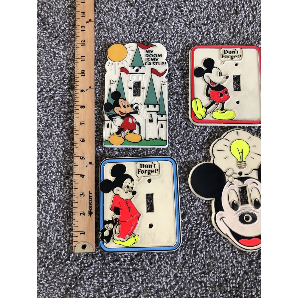 Vintage DISNEY Mickey Mouse Light Switch Cover Plate Lot Of 4 - Picture 2 of 2